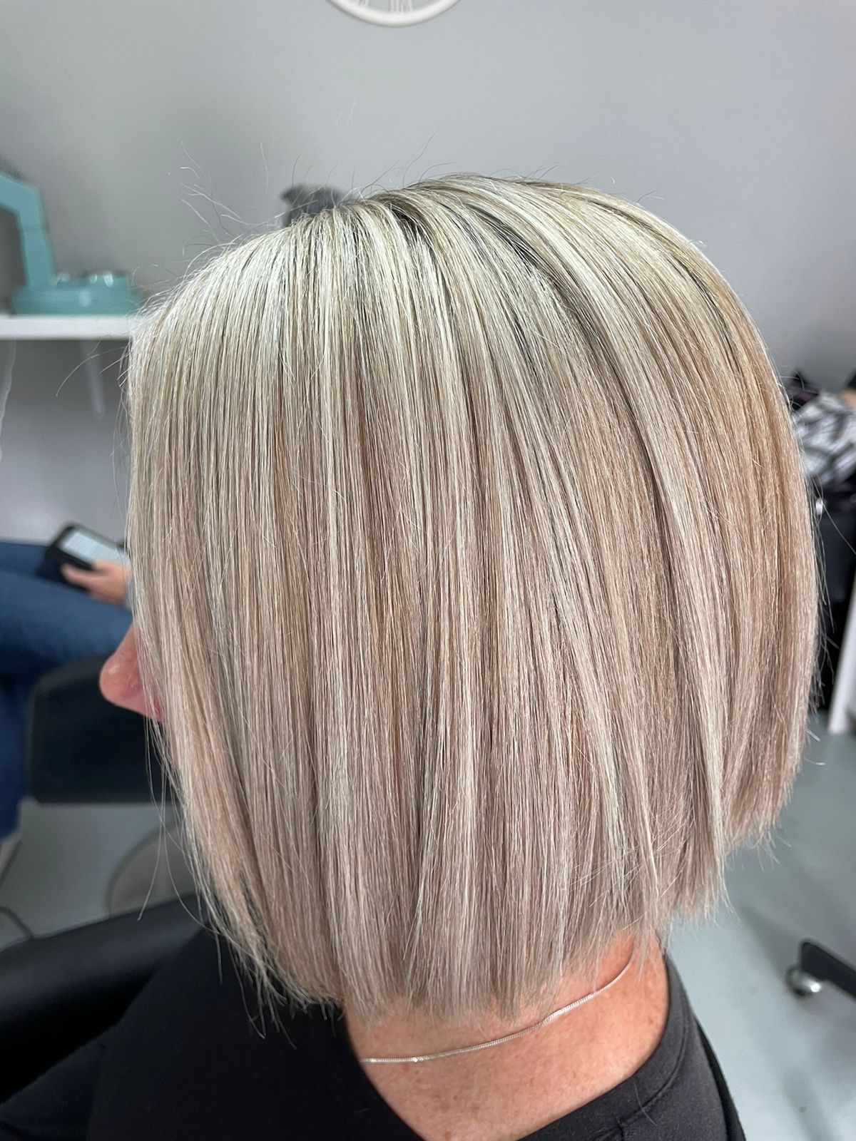 Full head highlights after — bright blonde bob, balayage Cape Town specialist